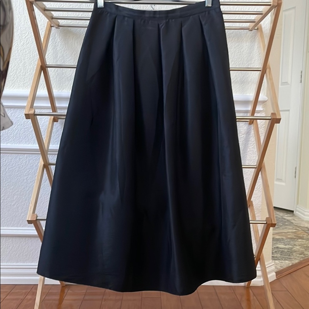 Black Pleated Midi Skirt